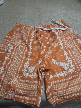 Old Navy Orange Bandana-Print Swim Trunks